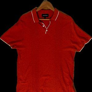 Short Sleeve Mixed Stitch Sweater Polo - Kumquat
